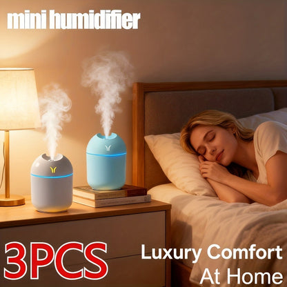 Aroma Diffuser Humidifier USB Mini, 3 Pack Cool Mist with Color Night Light, Portable for Bedroom