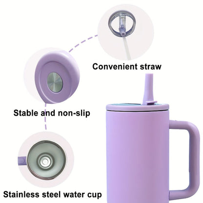 Insulated Tumbler, 40oz Stainless Steel Travel Cup with Lid, Foldable Straw and Six Color Options