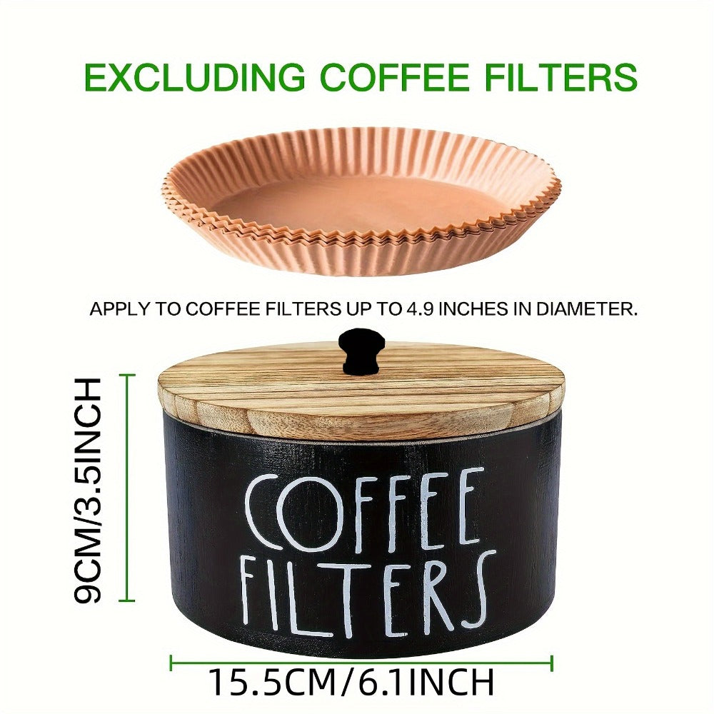 Wooden Coffee Filter Holder with Lid, Farmhouse Countertop Storage Box for Coffee Filters and Coffee Bar Accessories