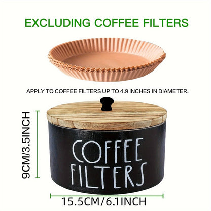 Wooden Coffee Filter Holder with Lid, Farmhouse Countertop Storage Box for Coffee Filters and Coffee Bar Accessories