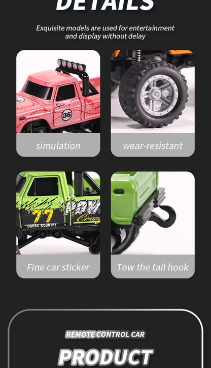 1:64 Scale Mini RC Car Alloy Off-Road Truck with Shock Absorbers – Pocket-Sized Remote Control Car for Boys Ages 6 7 8 9 10