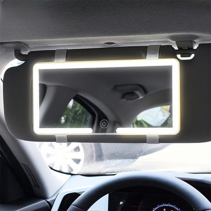 LED Car Visor Mirror Rechargeable – Ultra-Thin Vanity Mirror with 3 Light Modes (Daylight, Dashboard, Cockpit), Universal Fit for Cars