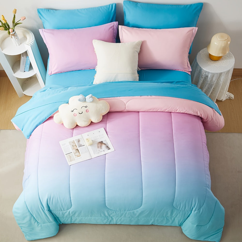 Rainbow Ombre 5- or 7-Piece Bed-in-a-Bag Set in Pink with Twin, Full, Queen and King Sizes