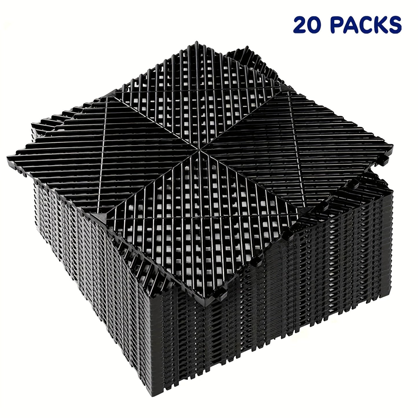 Interlocking Garage Floor Tiles 20-Pack – 16"x16" Drainage Floor Mat, Non-Slip PP Tiles for Garage, Car Wash