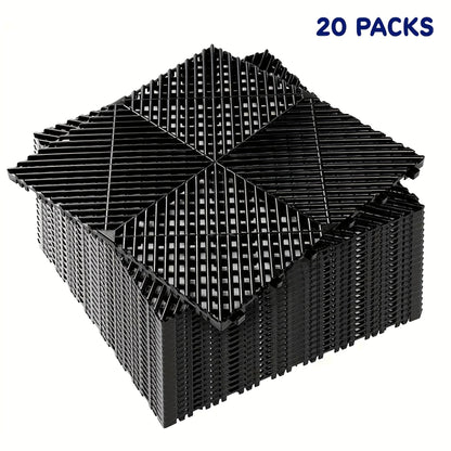 Interlocking Garage Floor Tiles 20-Pack – 16"x16" Drainage Floor Mat, Non-Slip PP Tiles for Garage, Car Wash
