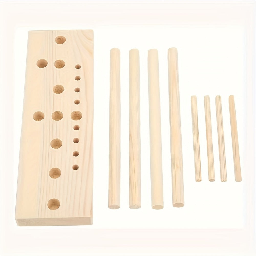 9-Piece Wooden Wreath & Bow Maker Crafting Tool Set, DIY Floral Wreath Molds with Wooden Sticks Rope Checkered Fabric