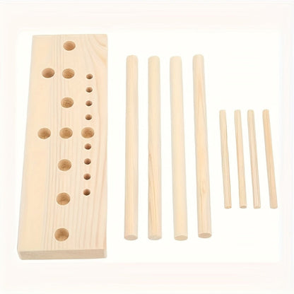 9-Piece Wooden Wreath & Bow Maker Crafting Tool Set, DIY Floral Wreath Molds with Wooden Sticks Rope Checkered Fabric