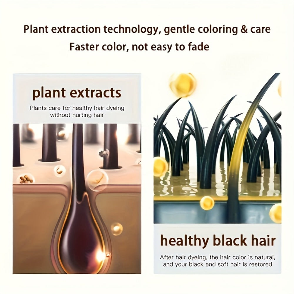 Grey Hair Coverage Shampoo 2 Pack 3-in-1 Herbal Hair Dye Kit with Plant-Based Squalane Colors for Bath Time, Home Spa and Personal Care