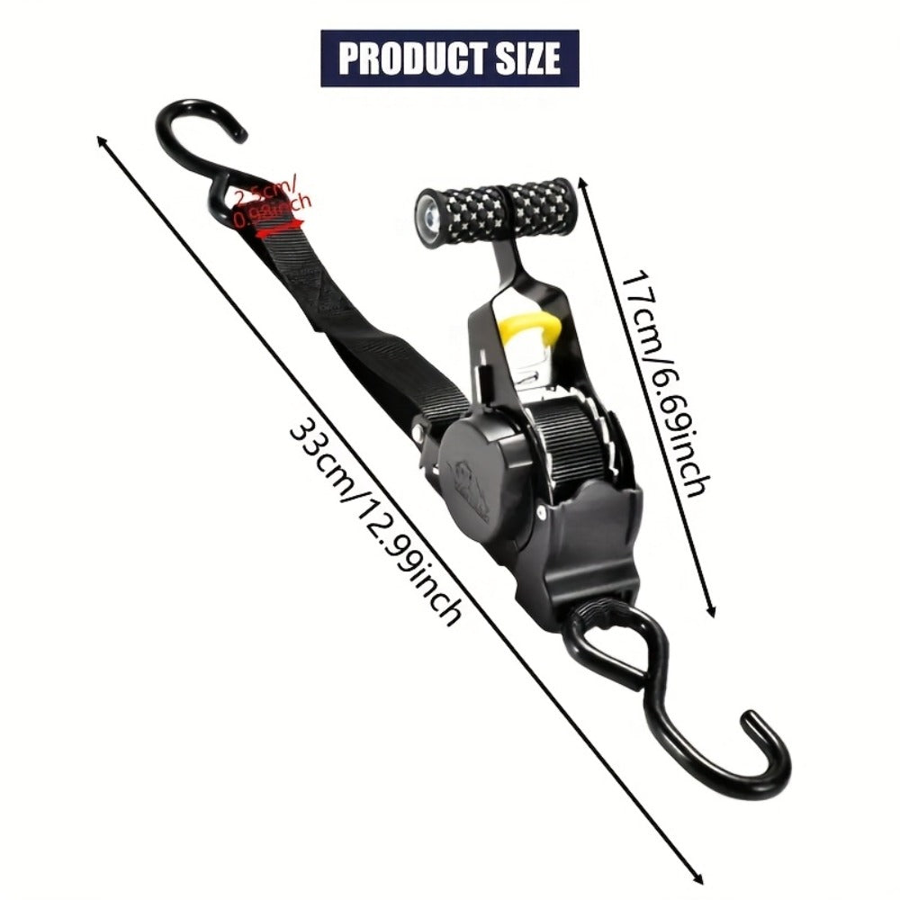 Auto Retractable Ratchet Straps 2-Pack – Heavy Duty Tie Down with Automatic Tightening, 1100/1400/1700 LBS Capacity, Abrasion-Resistant