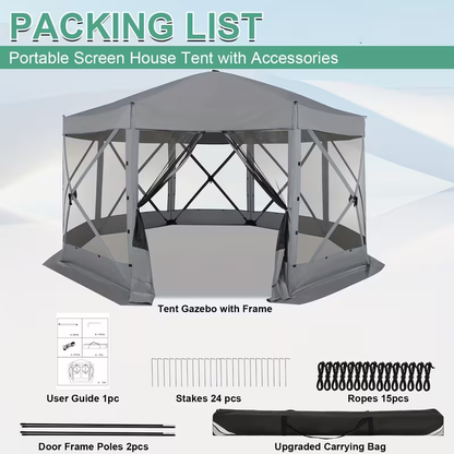Pop-Up Canopy Tent 15ft Mosquito Net Screen House UV50+ for Garden, Yard and Pest Management