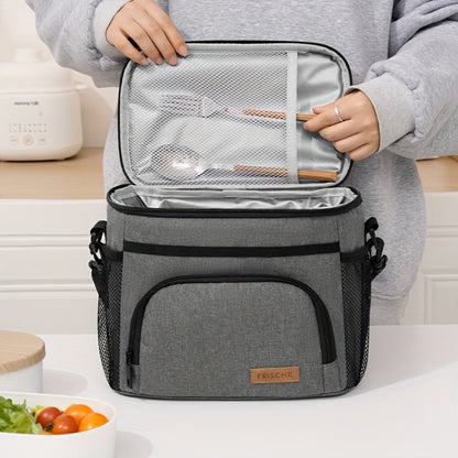 Insulated Lunch Bag with Adjustable Shoulder Strap – Leakproof Reusable Cooler Bag for Men Women Portable Fresh Keeper | Black Grey Blue |