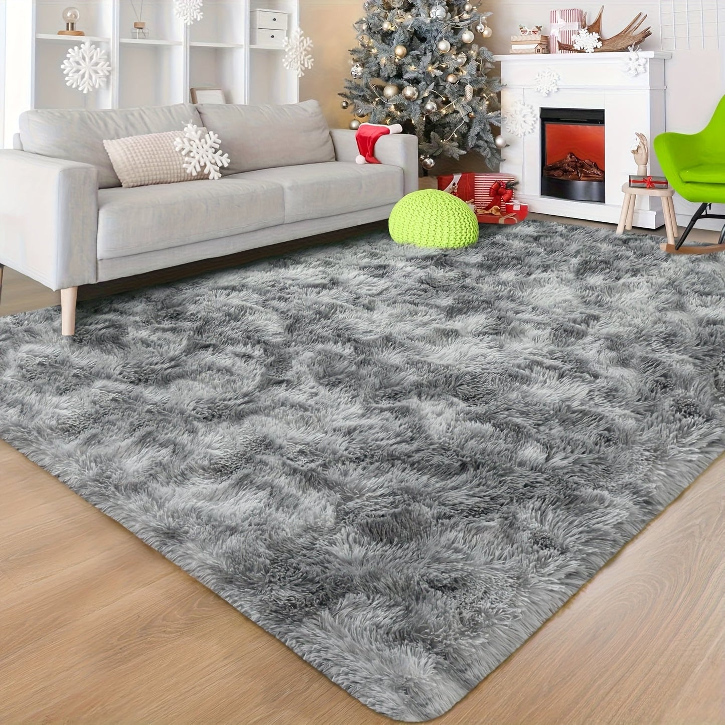 Rectangular Shaggy Area Rug with Nine Color Labels and 3 x 5-Foot to 8 x 10-Foot Size Options