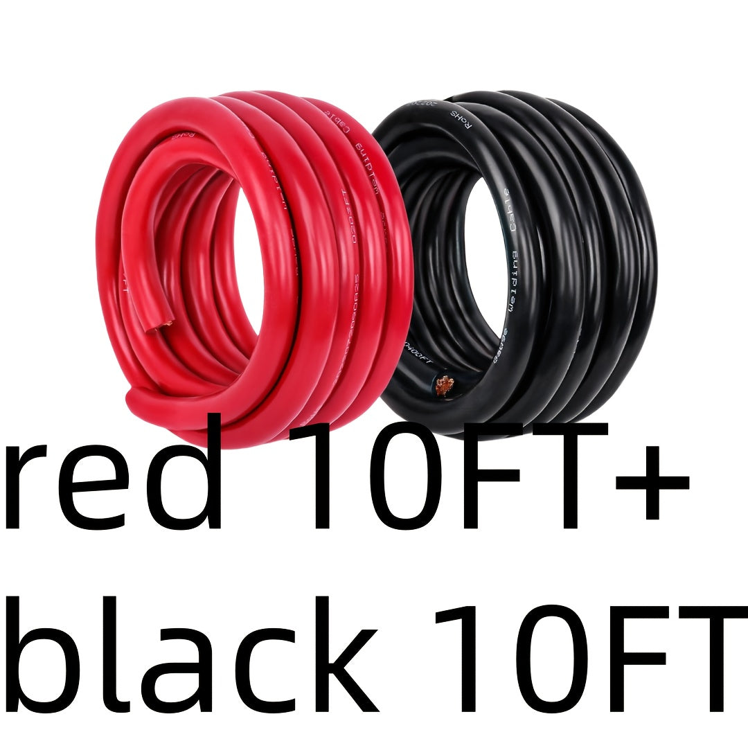 8 AWG OFC Copper Wire Cable Red & Black Set 8 Gauge Welding Cable for Automotive Battery Marine Generator Solar Wiring – 3FT or 10FT Options