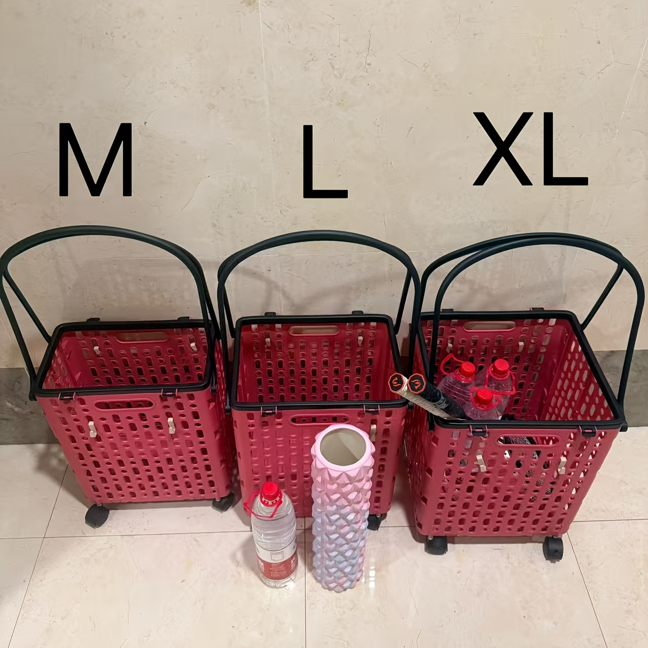Foldable Shopping Cart with Wheels and Handle Large Capacity Portable Trolley for Grocery Camping Travel Laundry Beach Outdoor Home