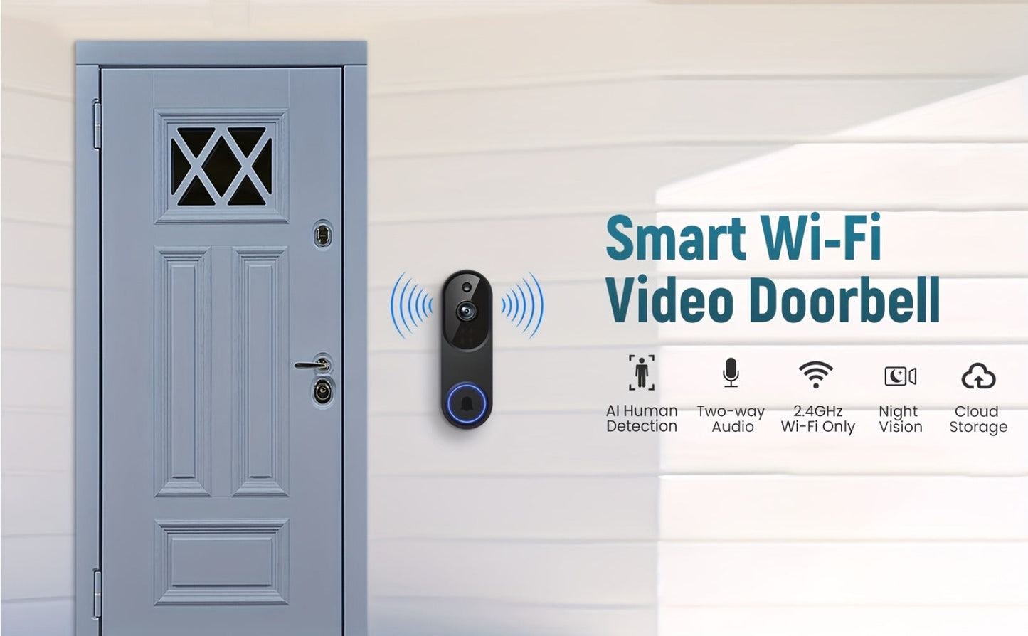 960P Smart Video Doorbell 2.4G 5G Dual-Band WiFi, Color Night Vision, AI Vehicle & Person Detection
