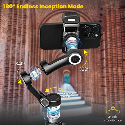 AOCHUAN Smart X Pro Combo 3-Axis Smartphone Gimbal Stabilizer, RGB Fill Light, Extension Rod