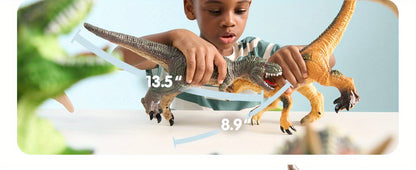 Toddler Dinosaur Figures with Educational Book, 6 Jumbo Realistic Dinosaur Toys for Toddlers 1+ Years