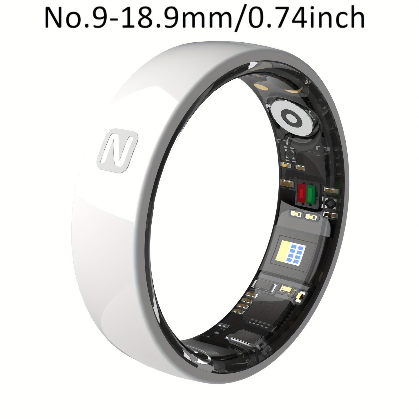 N-Style Smart Ring with Screenless Sensor Design, Charging Case, Black, Pink or White Finish and Sizes 7–13
