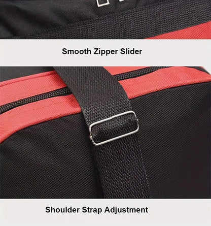 Gym Duffel Bag Large Capacity Travel Bag for Men Women Heavy Duty Polyester Multi Pocket Adjustable Shoulder Strap Zipper Closure