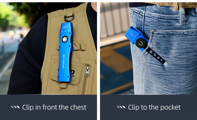 Flashlight 3-in-1 White, UV365 and Green Light Torch with Side Magnet in Black or Blue for Inspection