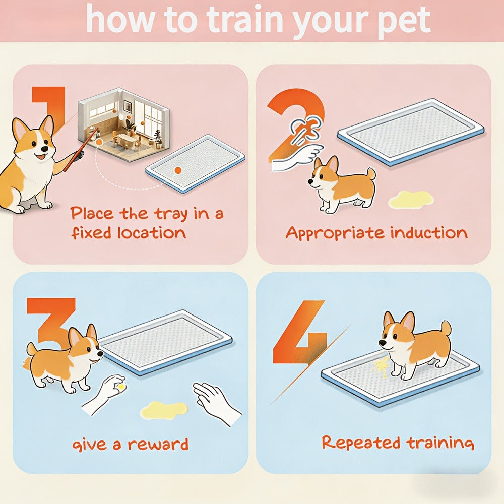 Indoor Dog Potty Tray with Removable Grating – Leak-Proof Puppy Training Toilet, Washable Pee Pad Holder for Apartments
