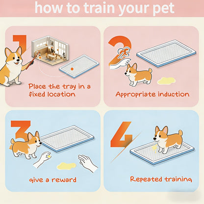 Indoor Dog Potty Tray with Removable Grating – Leak-Proof Puppy Training Toilet, Washable Pee Pad Holder for Apartments