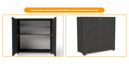 Outdoor Storage Cabinet with Doors & Metal Shelves, for Garden, Patio and Yard Use, with the Listed Configuration