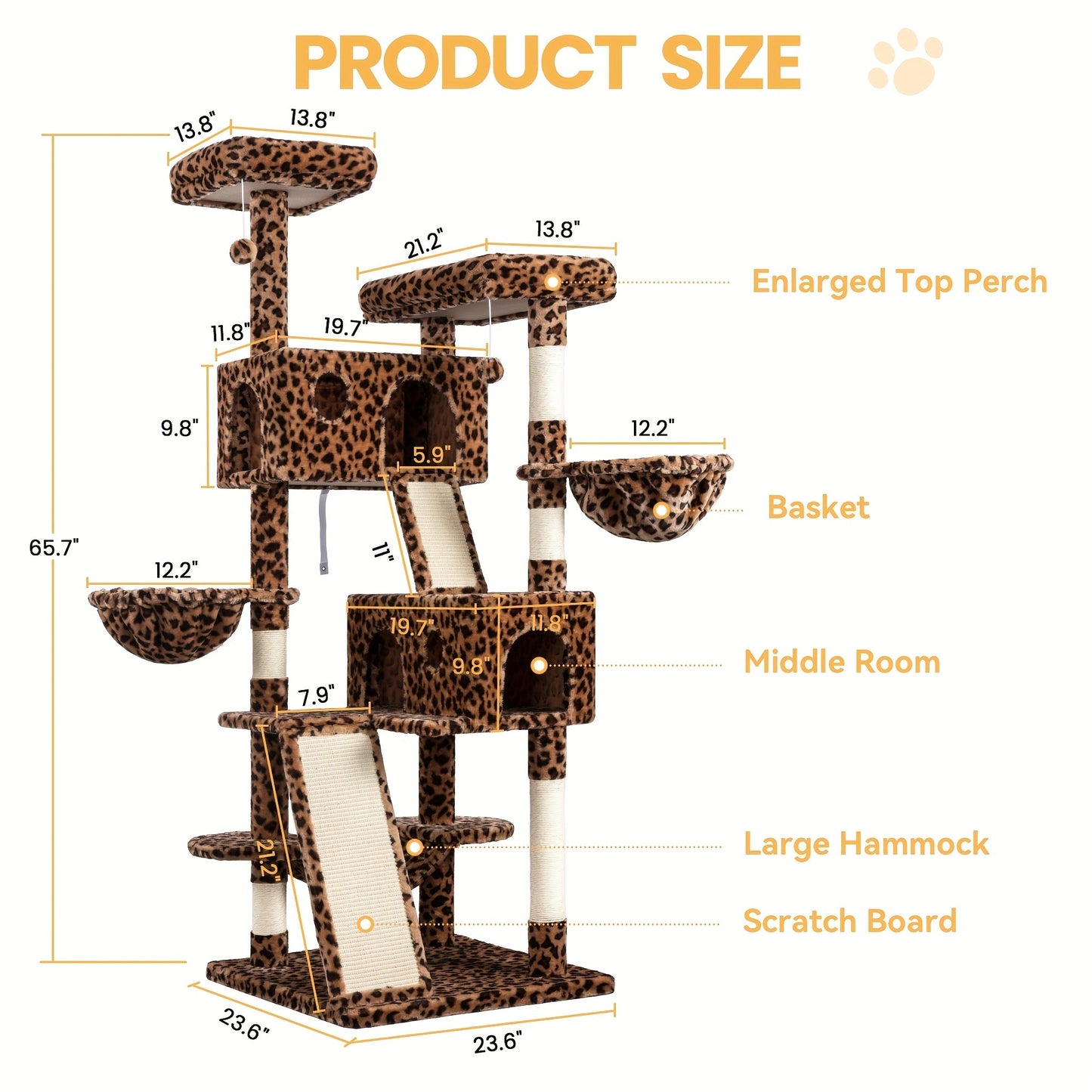 Cat Tree Tower Multi-Level for Indoor Cats – Cat Furniture with Sisal Scratching Posts, Plush Perches, Hammock, Basket & Corner Condo Cave