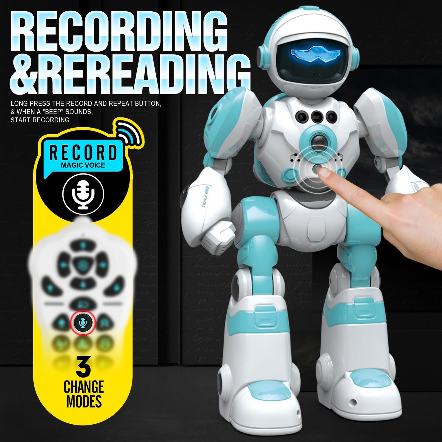 Gesture Control RC Robot Toy for Kids, Voice Recording, Programming, EMO LED Infrared Intelligent Interactive Robot