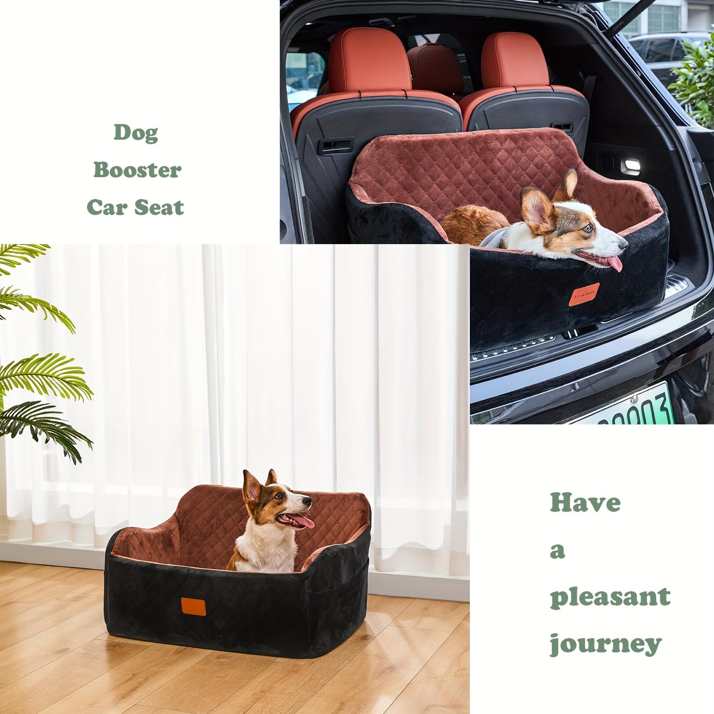 Dog Car Seat for Medium & Large Dogs | Memory Foam Pet Travel Car Bed with Seat Belt Pass-Through, Adjustable Straps