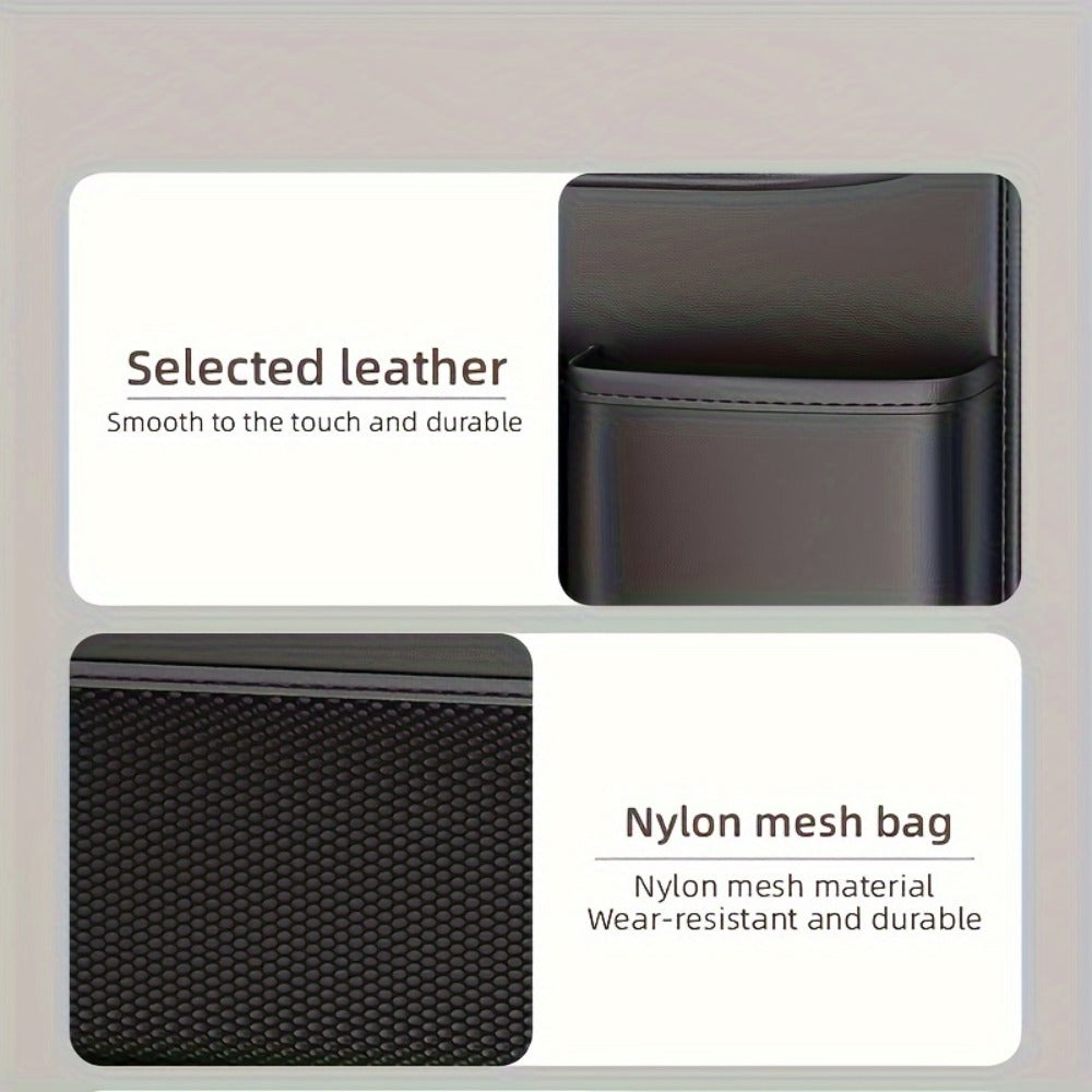 Seatback Car Organizer with Fold-Down Tray, Cup Recesses, Tissue Opening and One- or Two-Piece Packs