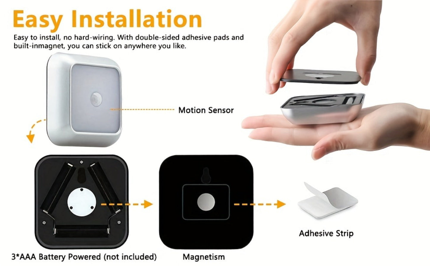 Two-Piece Square Battery Night Light Set with Motion Sensors in Cool or Warm Light Options