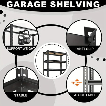 Shelving Unit 5-Tier Metal Storage Shelves, 60"H x 28"W x 12"D Adjustable Steel Rack for Garage, Closet