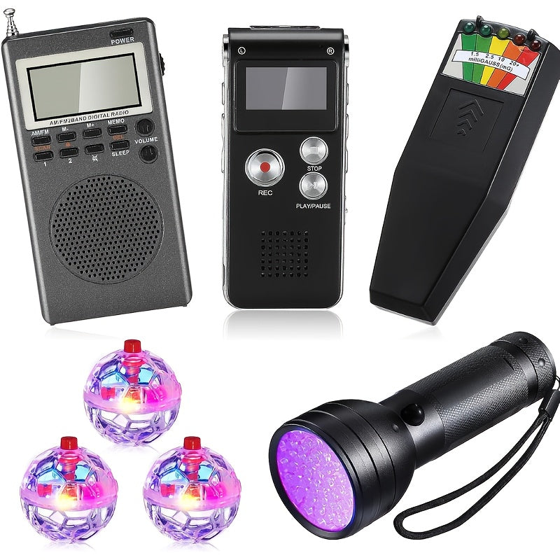 Ghost Hunting Equipment Kit 7pcs, EMF Electromagnetic Paranormal Detector, Digital EVP Voice Recorder 8GB