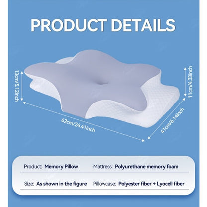 Cervical Neck Pillow for Sleeping - Butterfly Contour Memory Foam Support for Back & Side Sleepers