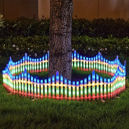 Eight-Piece Flexible Solar Picket Fence Light Set, 35 x 28.5cm Per Section in Multicolor or Warm White