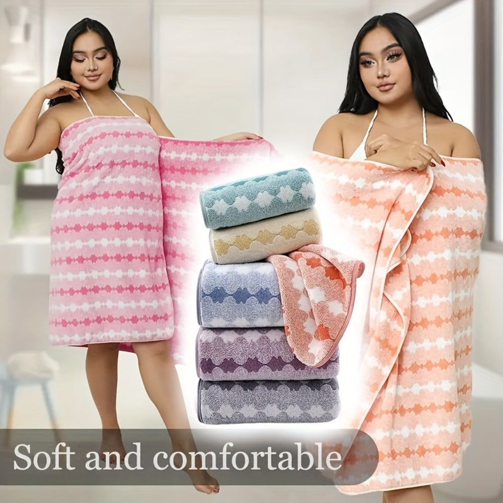 Bath Towels Set 4 Piece 300GSM Soft Towels in Orange, Green, Blue, Purple or Pink for Home and Guest Use