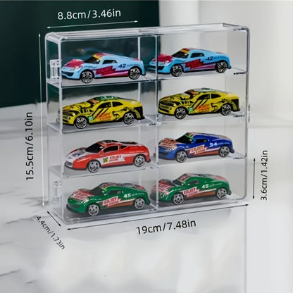 Hot Wheels Display Case 1:64 Scale Acrylic 2-Pack, Multi-Compartment Diecast Car Showcase Cabinet