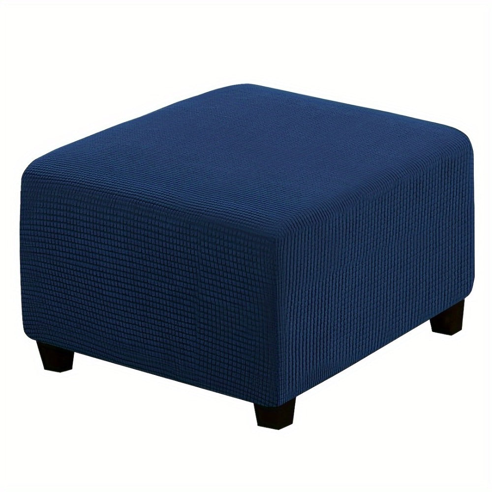 Square Ottoman Cover Elastic Stretch – Polar Fleece Footstool Slipcover with Elastic Band Closure Machine Washable for Home Office Decor