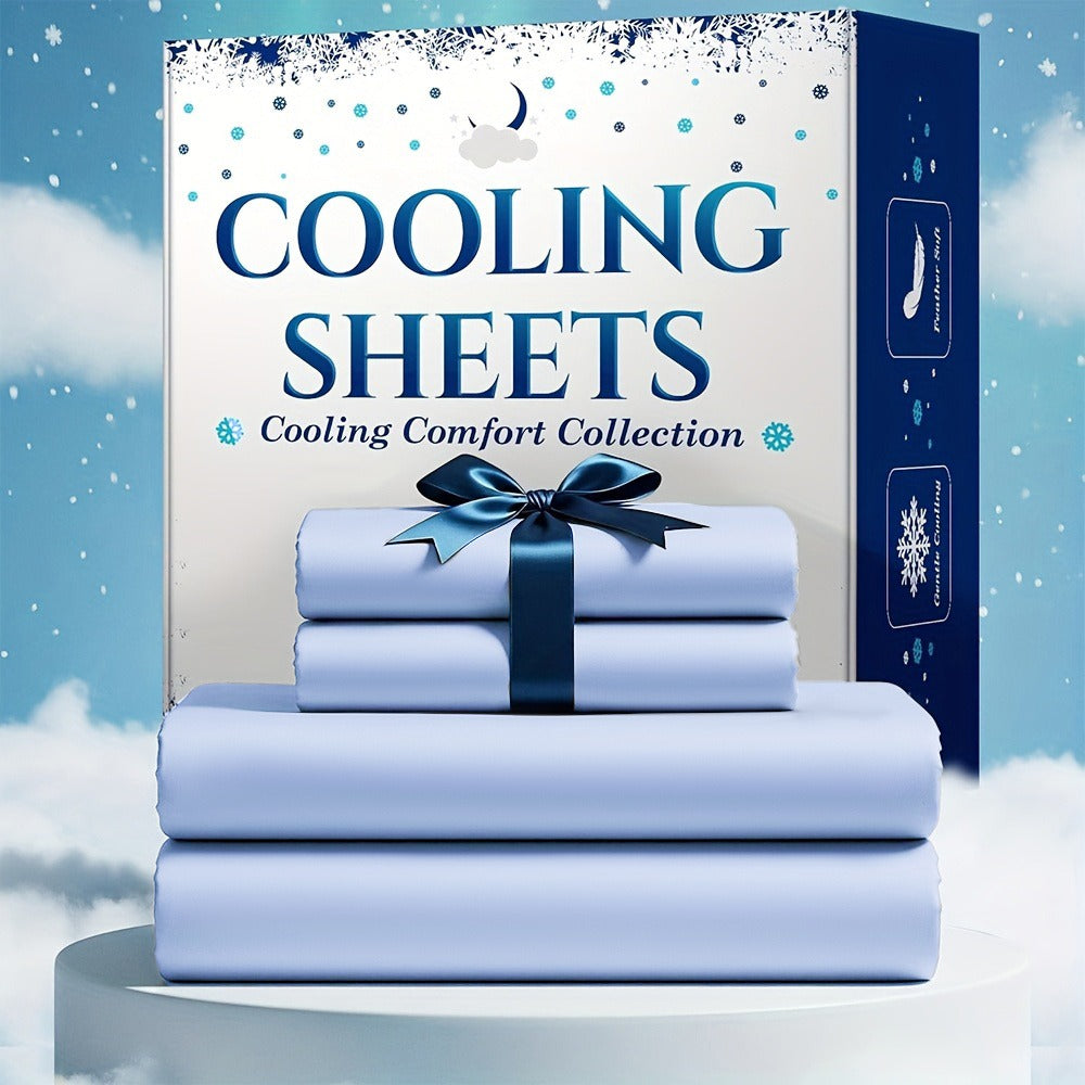 Bamboo Blend Cooling Bed Sheet Set 4pcs – Ultra Soft Breathable Kids Sheets, Deep Pocket Fitted Sheet 18"-24"