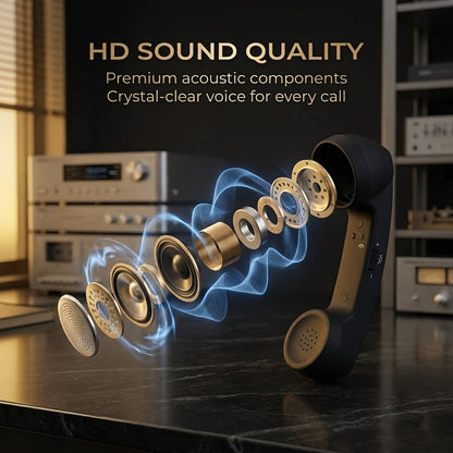 Retro Phone Handset for Smartphone Tablet & Computer, Hands-Free Calling, Volume Control, Clear Sound