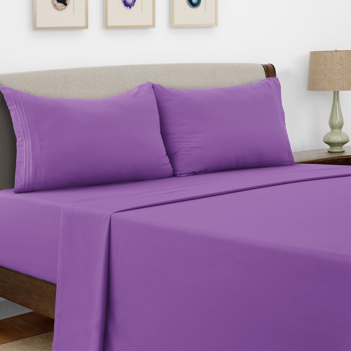 Bed Sheet Set Microfiber with Size-Dependent 3- or 4-Piece Contents and Six specified Bed Dimensions