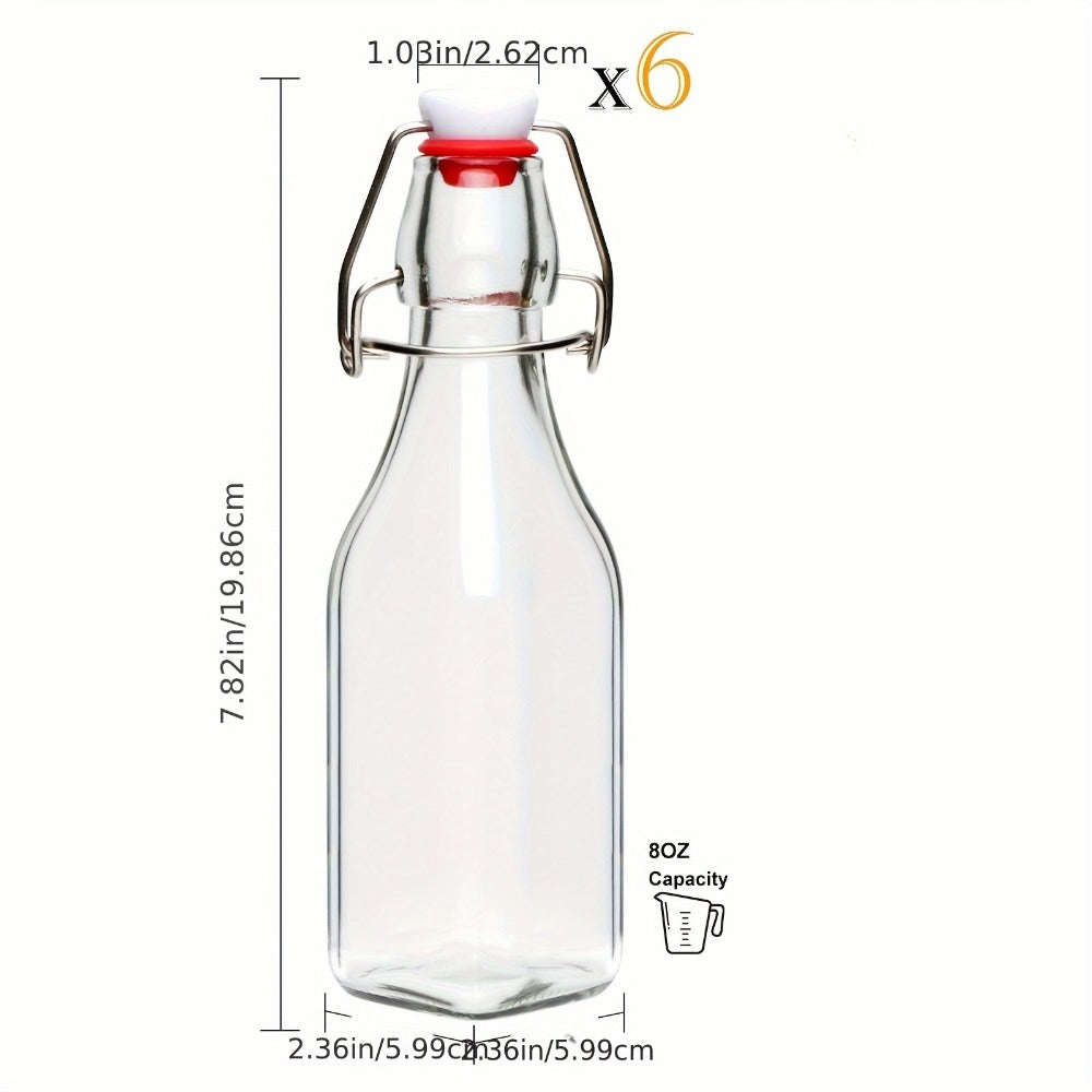 Glass Bottle Set Kitchen Organizer 8 oz Clear Swing-Top Bottles in 6-, 9- or 12-Piece Packs