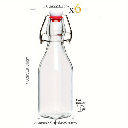 Glass Bottle Set Kitchen Organizer 8 oz Clear Swing-Top Bottles in 6-, 9- or 12-Piece Packs