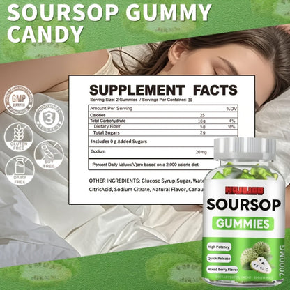 Soursop Graviola Gummies 2000mg, 60 Count Antioxidant Supplement for Men & Women, Supports Digestion & Immune Health