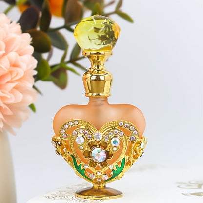 Refillable Perfume Bottle 10ml Vintage Glass Travel Atomizer Essential Oil Dispenser Portable Mini Spray Bottle Enamel Peach Heart Design