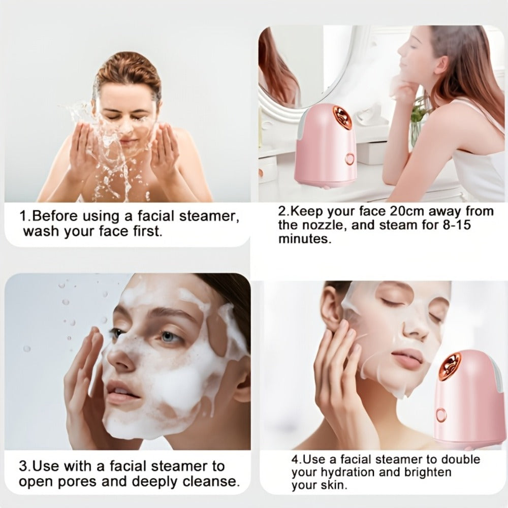 Blackhead Remover & Facial Steamer Combo - Pore Cleansing Home Spa Beauty Device for Dry Skin, Nose & Face Care