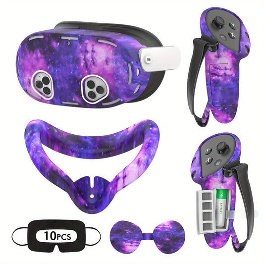 Meta Quest 3S Silicone Cover Set - VR Face Cover Shell Controller Grip Case Camera Lens Protector for an Everyday Personal Care Routine