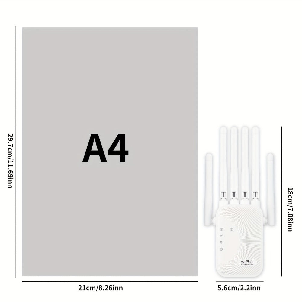 Ourlife WiFi Extender 11000 Sq Ft 6-Antenna 360° - 2.4GHz Signal Enhancer with Ethernet Port, Plug and Play