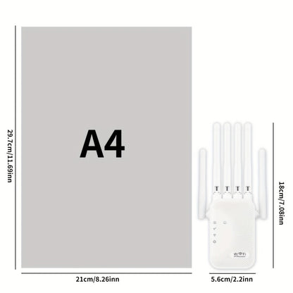 Ourlife WiFi Extender 11000 Sq Ft 6-Antenna 360° - 2.4GHz Signal Enhancer with Ethernet Port, Plug and Play